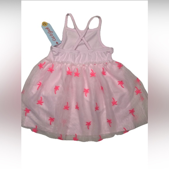 Cat & Jack Dress Kids Girls Size 2T Pink With Palm Trees Sleeveless Tutu - Picture 2 of 4